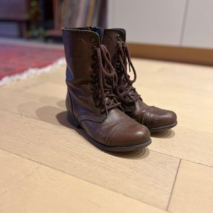 Steve Madden Troopa Lace Up Leather Combat Boots